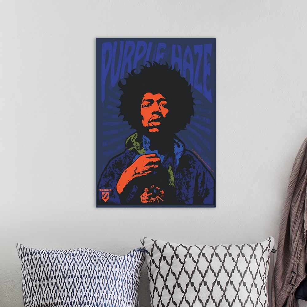 A bohemian room featuring Jimi Hendrix Purple Haze2
