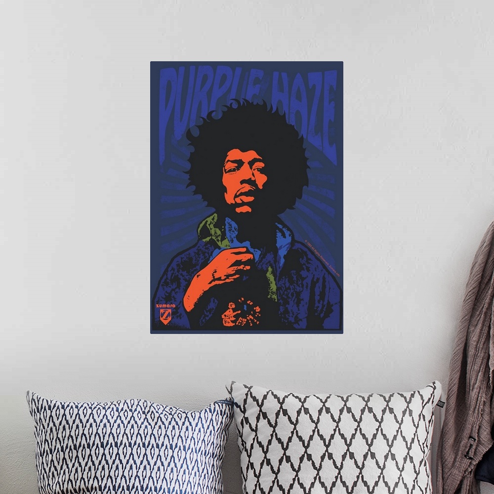 A bohemian room featuring Jimi Hendrix Purple Haze2