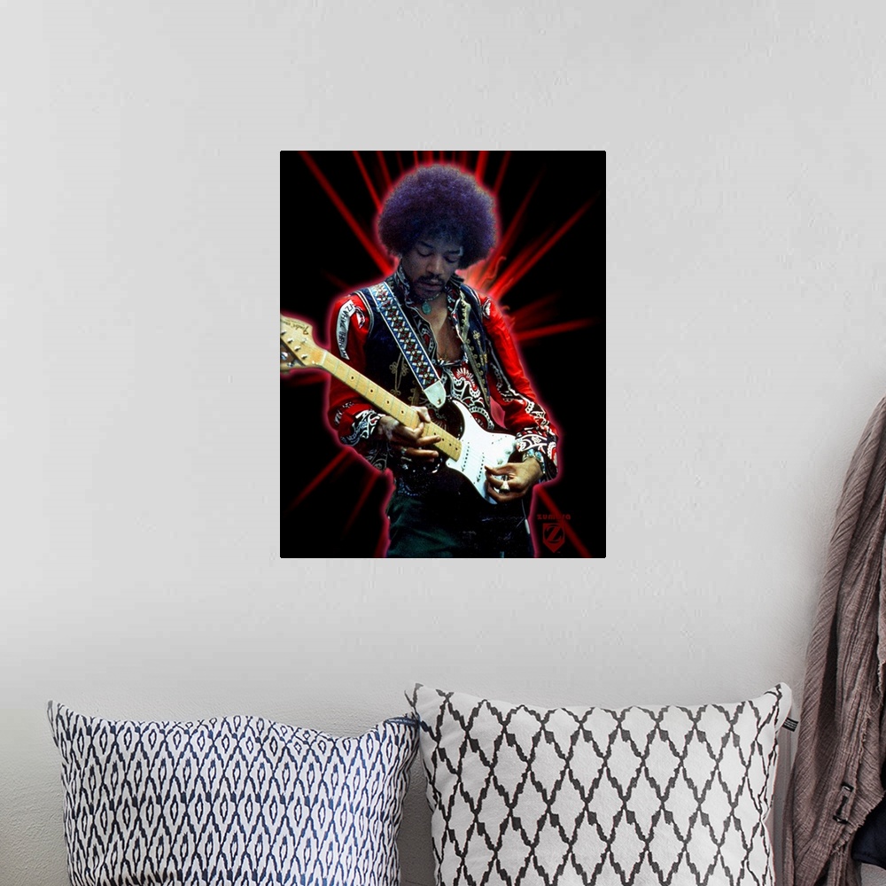 A bohemian room featuring Jimi Hendrix Red Spark
