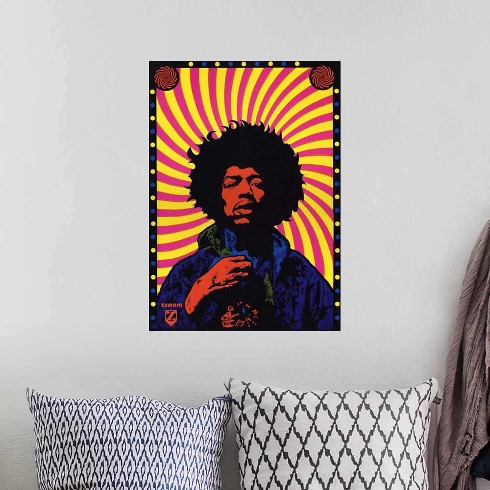 A bohemian room featuring Jimi Hendrix Swirl