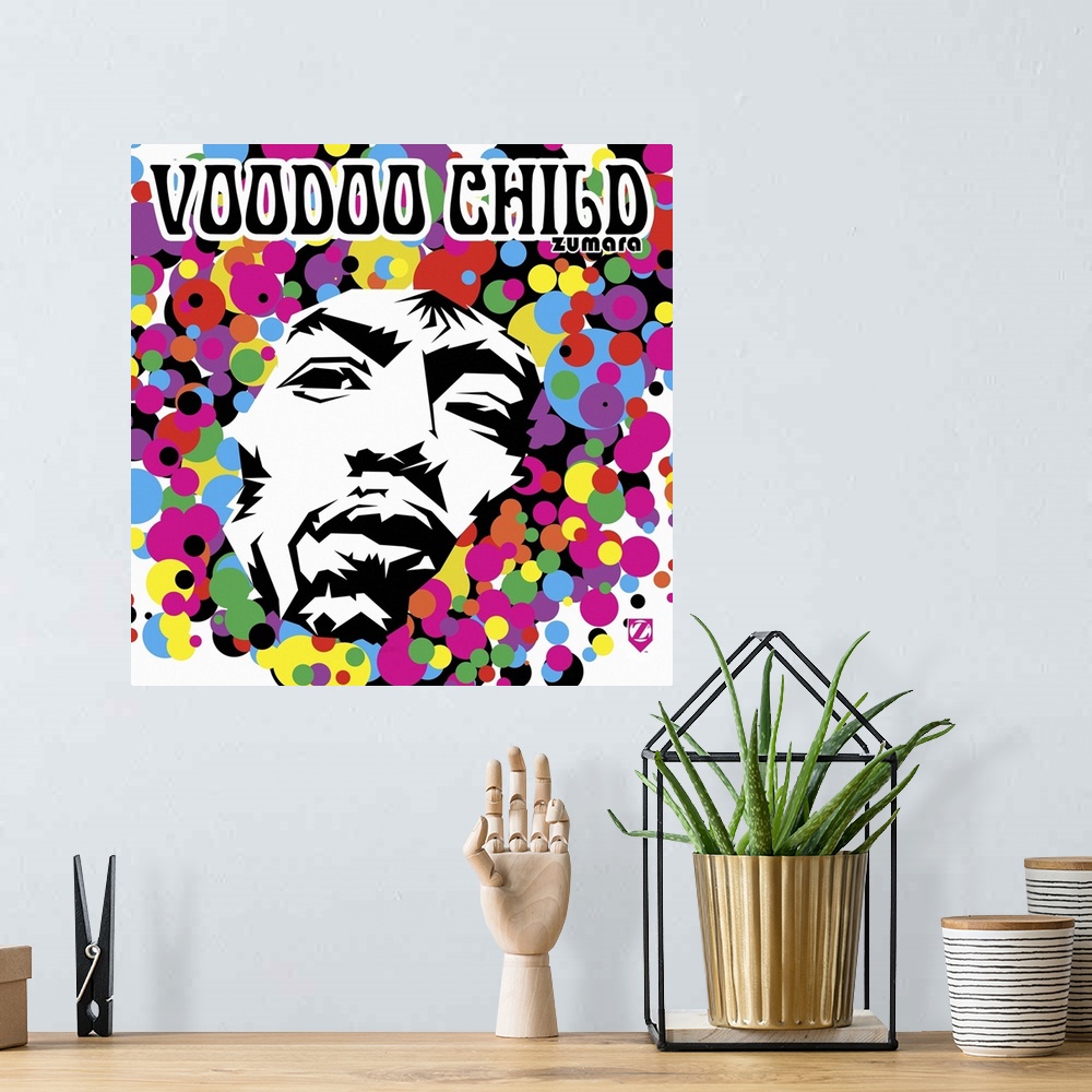A bohemian room featuring Jimi Hendrix Voodoo 4
