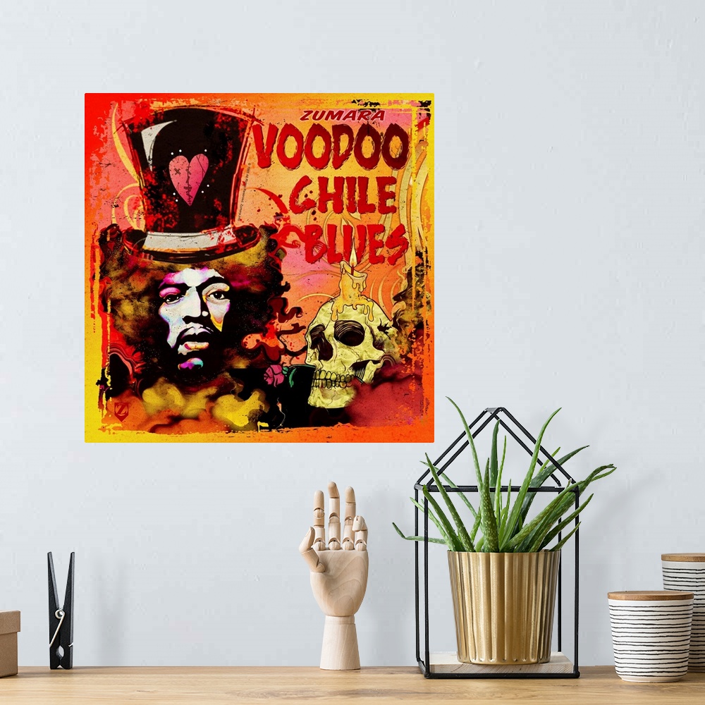 A bohemian room featuring Jimi Hendrix Voodoo Chile Blues