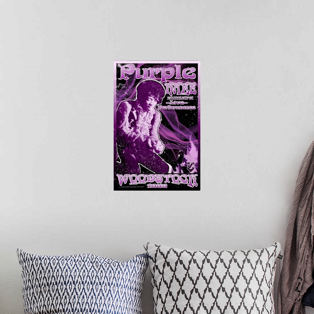 A bohemian room featuring Jimi Hendrix Woodstock Purple Haze3