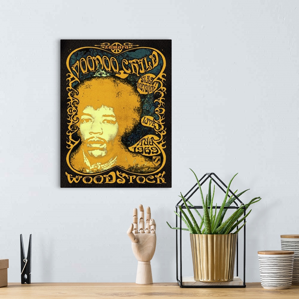A bohemian room featuring Jimi Hendrix Woodstock Voodoo Child/Slight Return