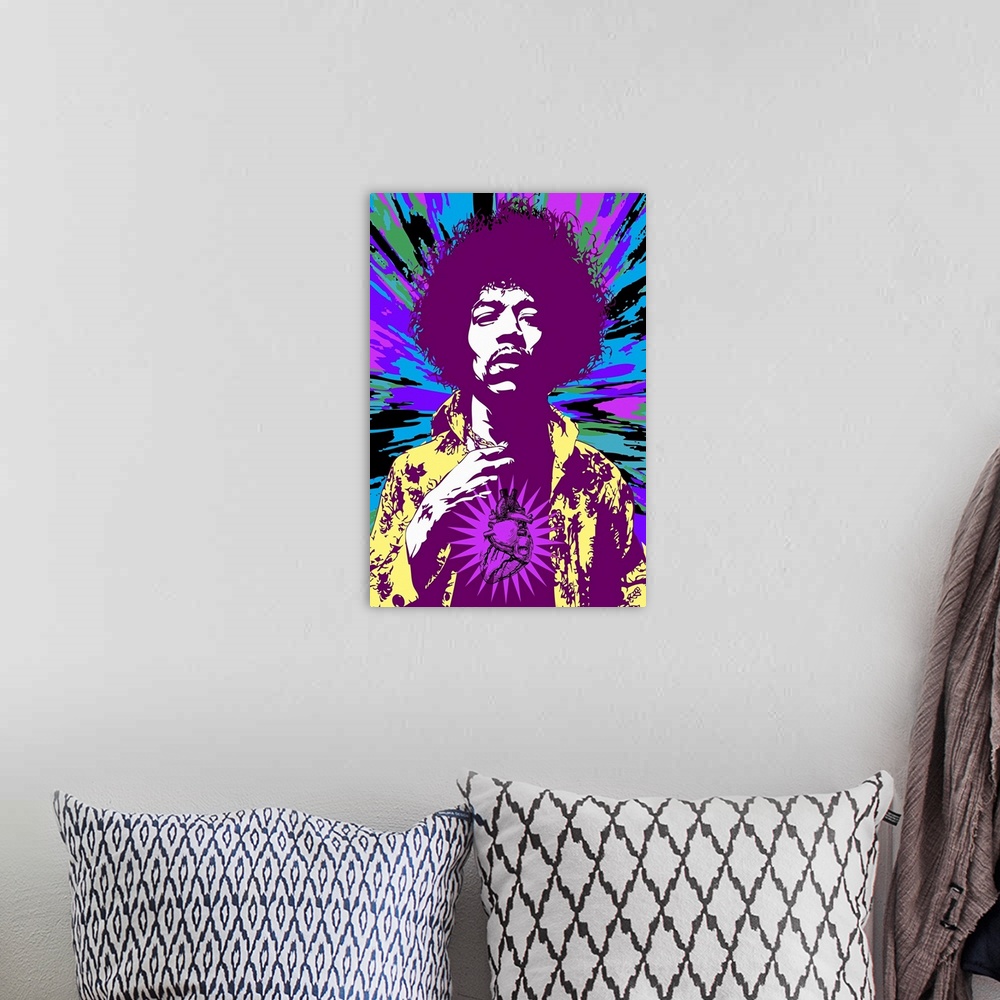 A bohemian room featuring Jimi Hendrix Zombie Purple Heart