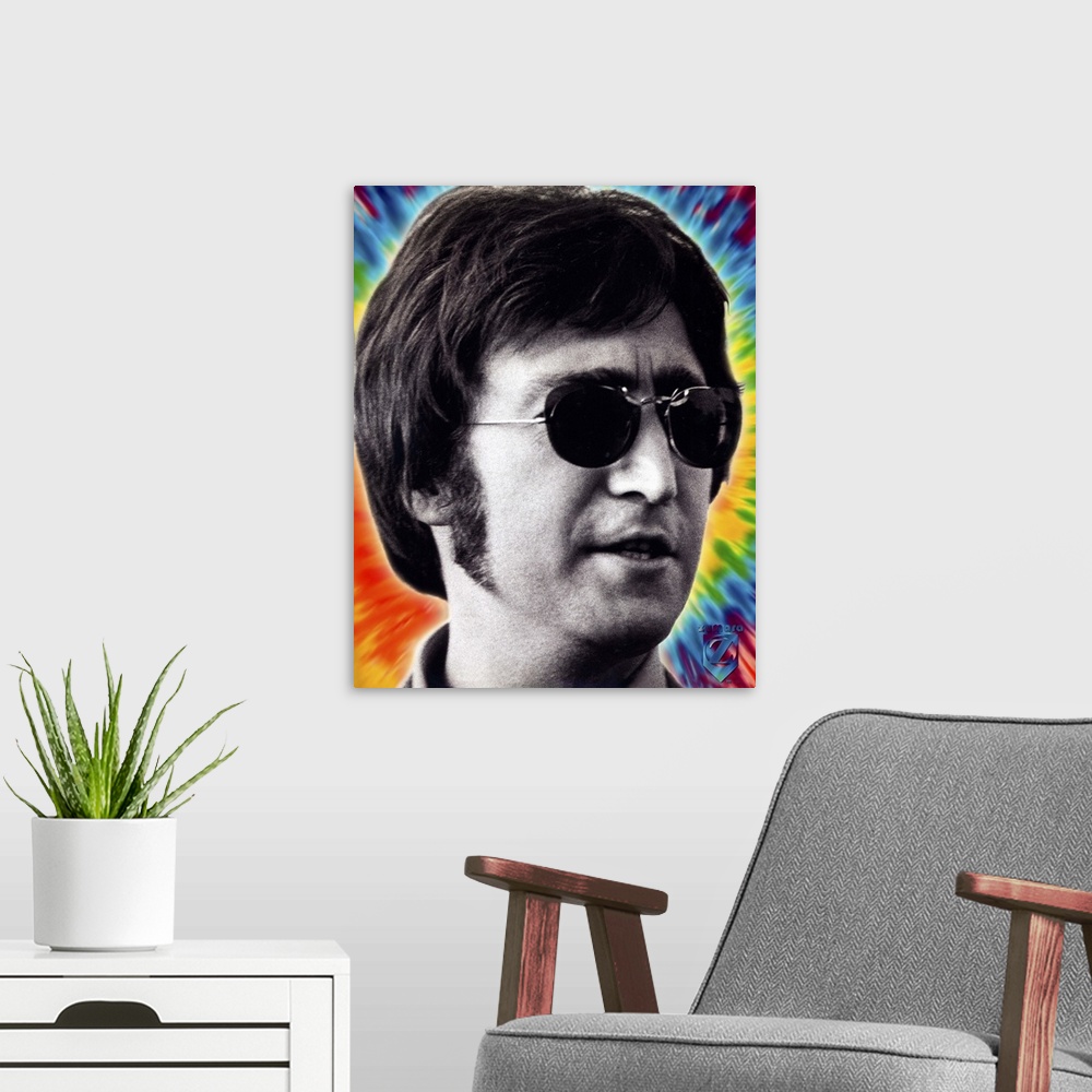 A modern room featuring John Lennon Psychedelic Head Shot