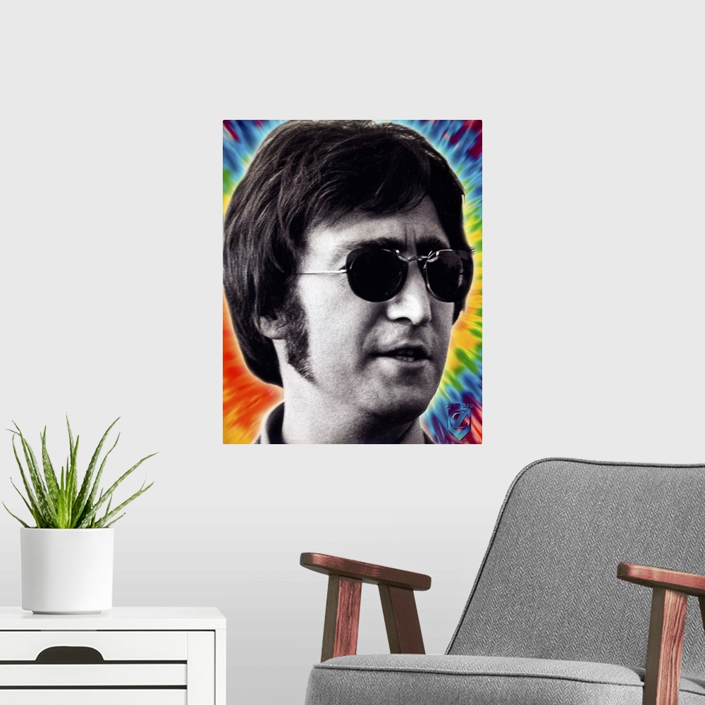 A modern room featuring John Lennon Psychedelic Head Shot