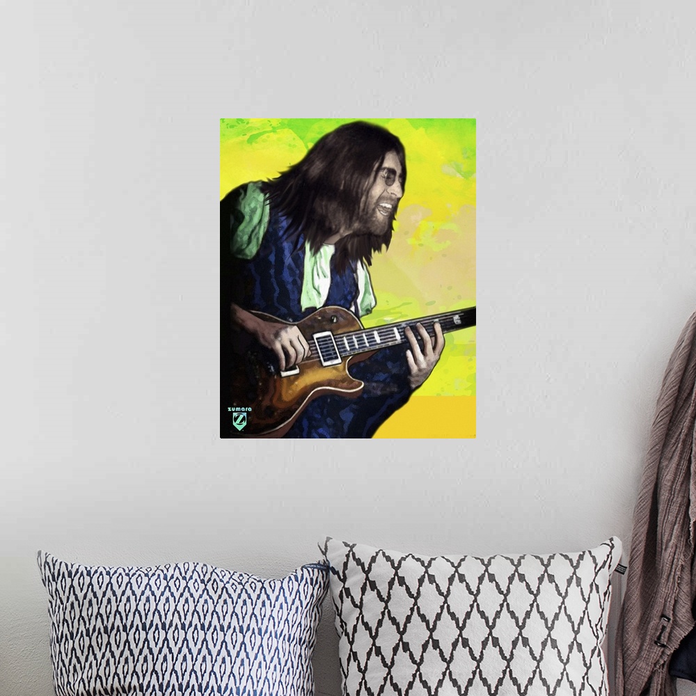 A bohemian room featuring John Lennon Watercolored Yellow