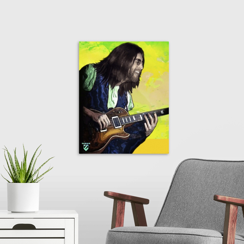 A modern room featuring John Lennon Watercolored Yellow