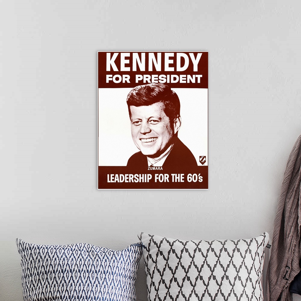 A bohemian room featuring Kennedy for President