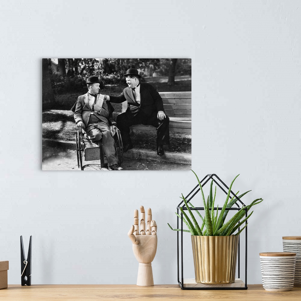 A bohemian room featuring Laurel and Hardy B&W Blockheads 2