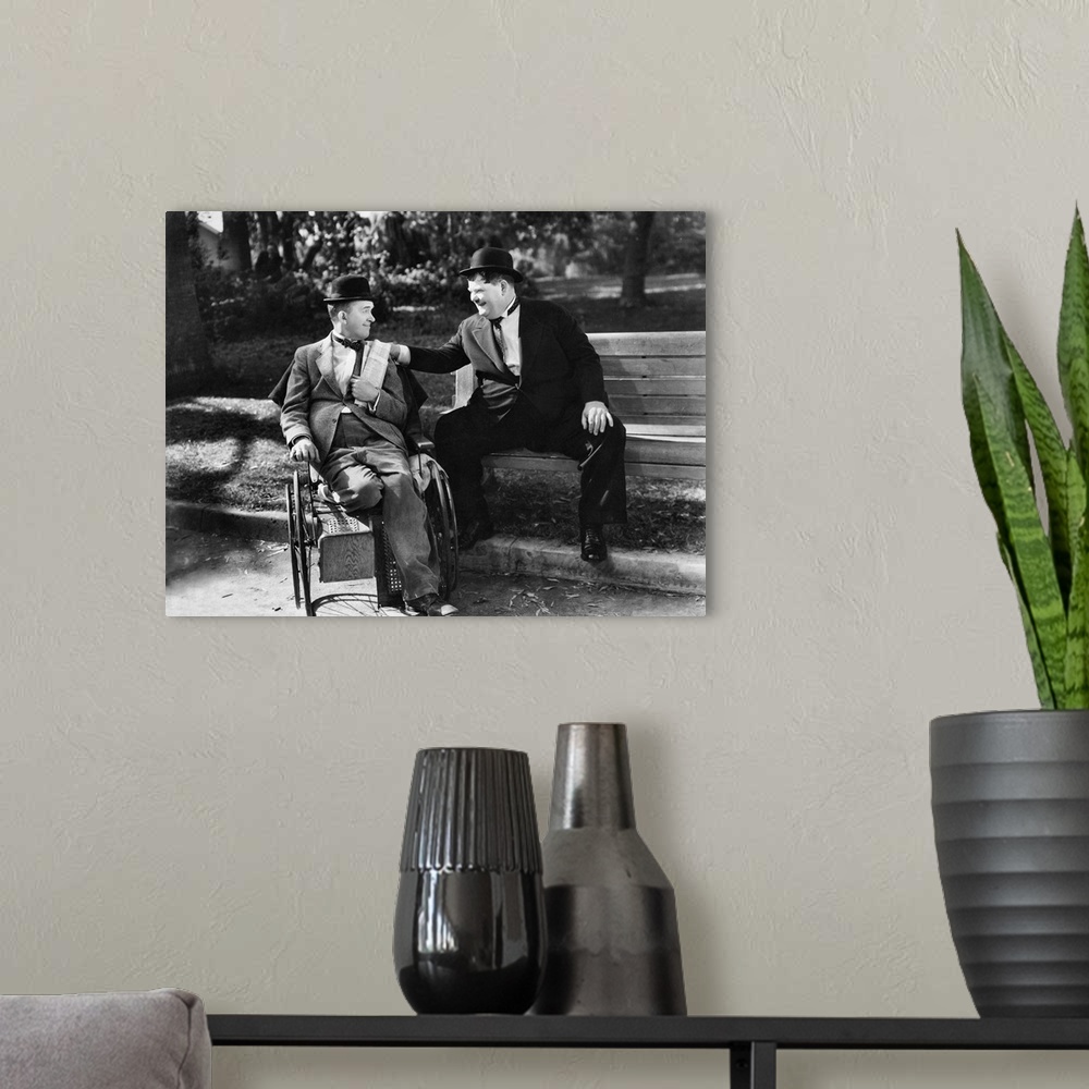A modern room featuring Laurel and Hardy B&W Blockheads 2