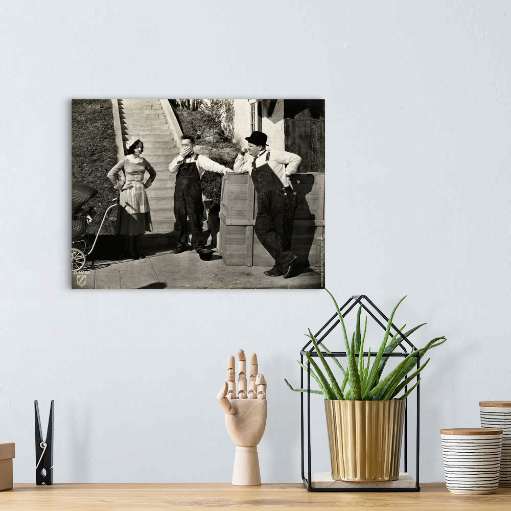 A bohemian room featuring Laurel and Hardy B&W Music Box 1