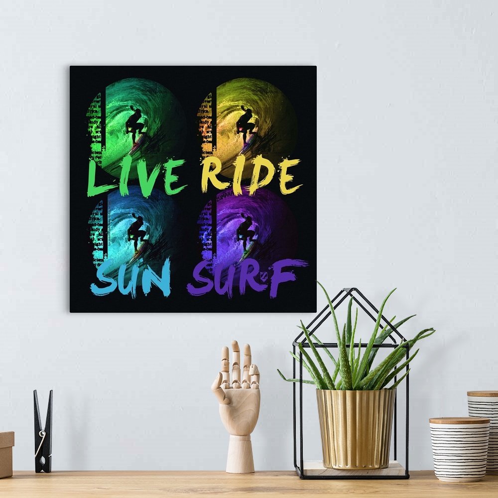 A bohemian room featuring Live Ride Sun Surf
