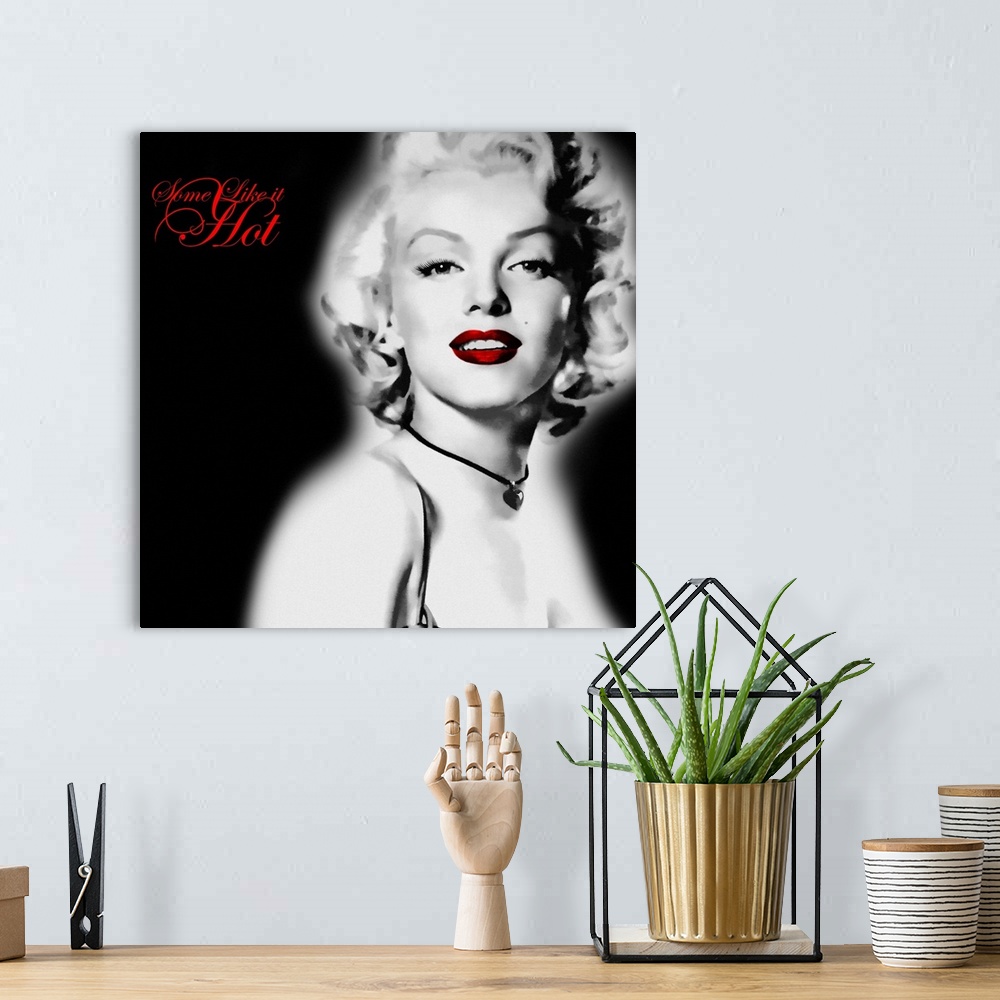 A bohemian room featuring Photograph of American actress, model, and singer Norma Jeane Mortenson with one of her hit song ...