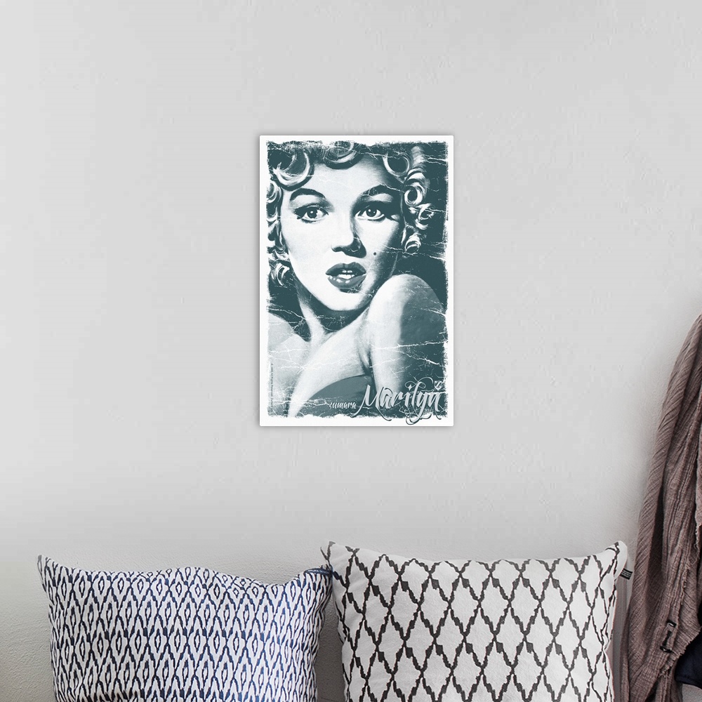 A bohemian room featuring Marilyn Monroe Bus Stop Blue