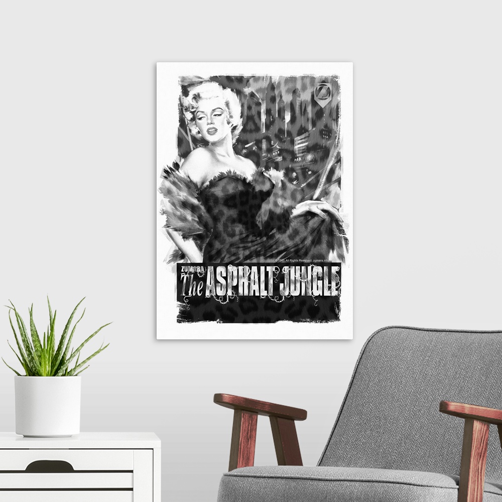 A modern room featuring Marilyn Monroe B&W Asphalt Jungle