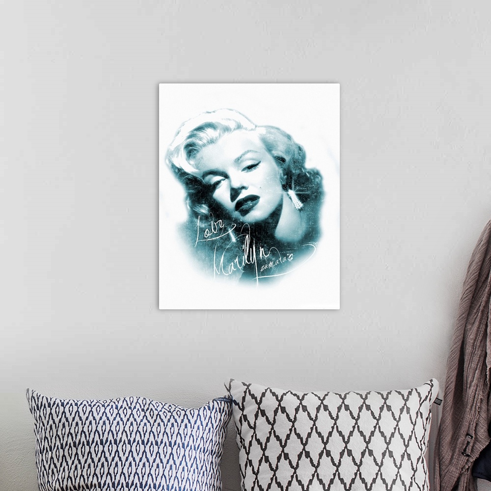 A bohemian room featuring Marilyn Monroe Face Blue
