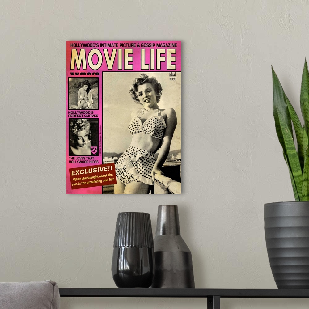 A modern room featuring Marilyn Monroe Magazine Movie Life