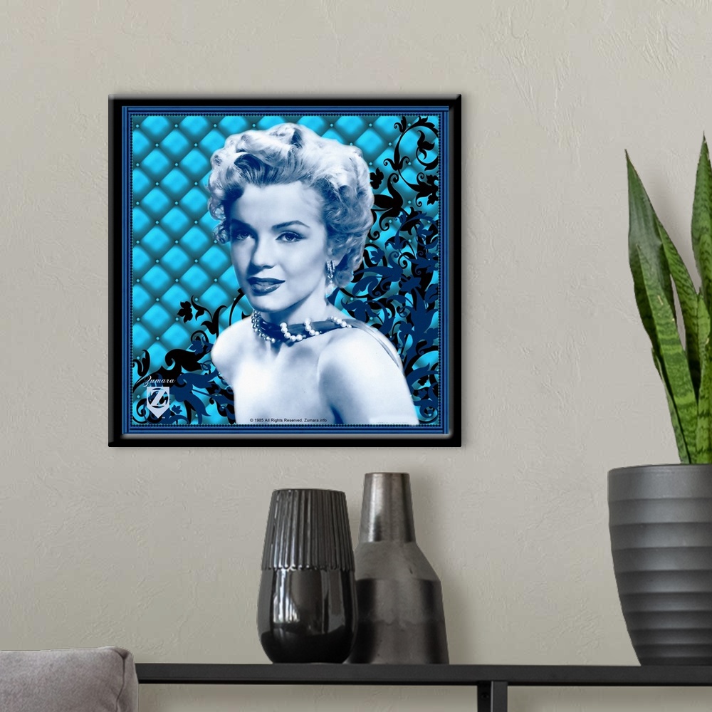 A modern room featuring Marilyn Monroe Padded Floral Blue