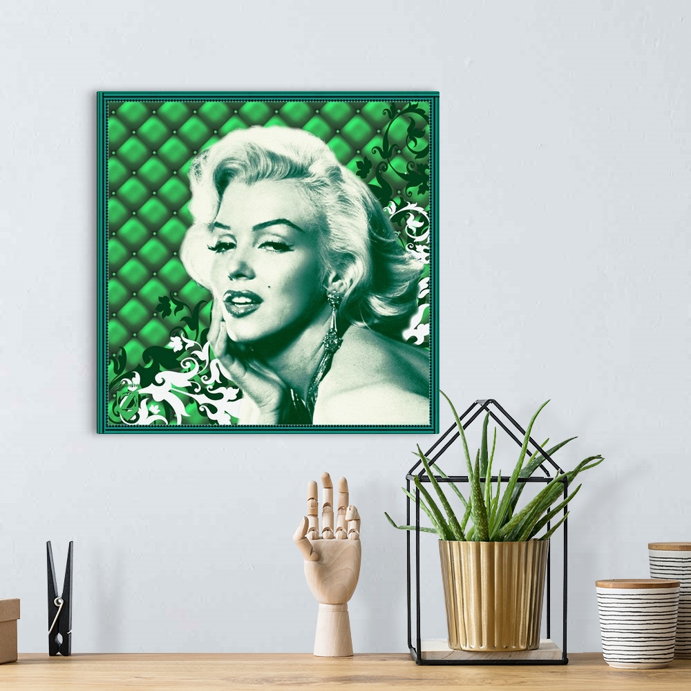 A bohemian room featuring Marilyn Monroe Padded Floral Green