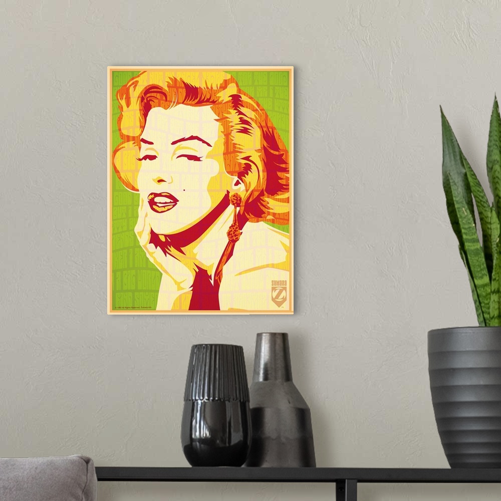 A modern room featuring Marilyn Monroe Psychedelic 2 Text
