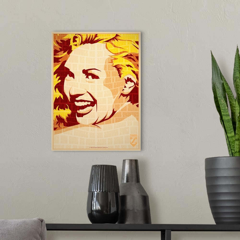 A modern room featuring Marilyn Monroe Psychedelic 3 Text