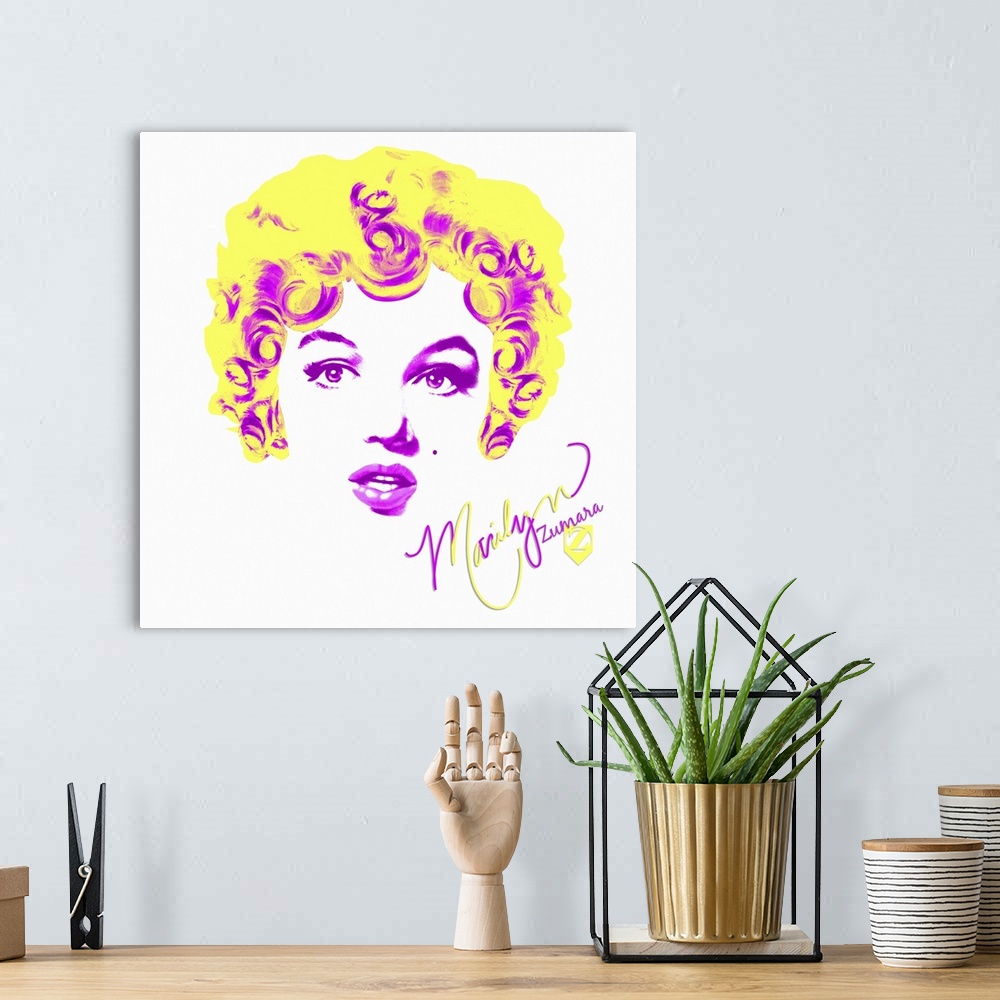 A bohemian room featuring Marilyn Monroe Yellow Pink Hair