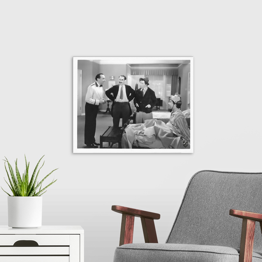 A modern room featuring Marx Brothers - B and W Room Service