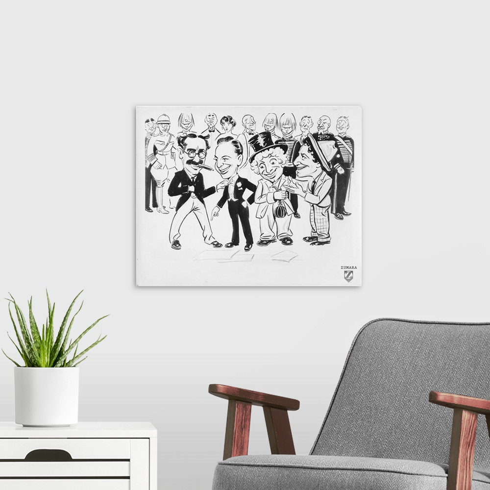 A modern room featuring Marx Brothers B&W Duck Soup 2