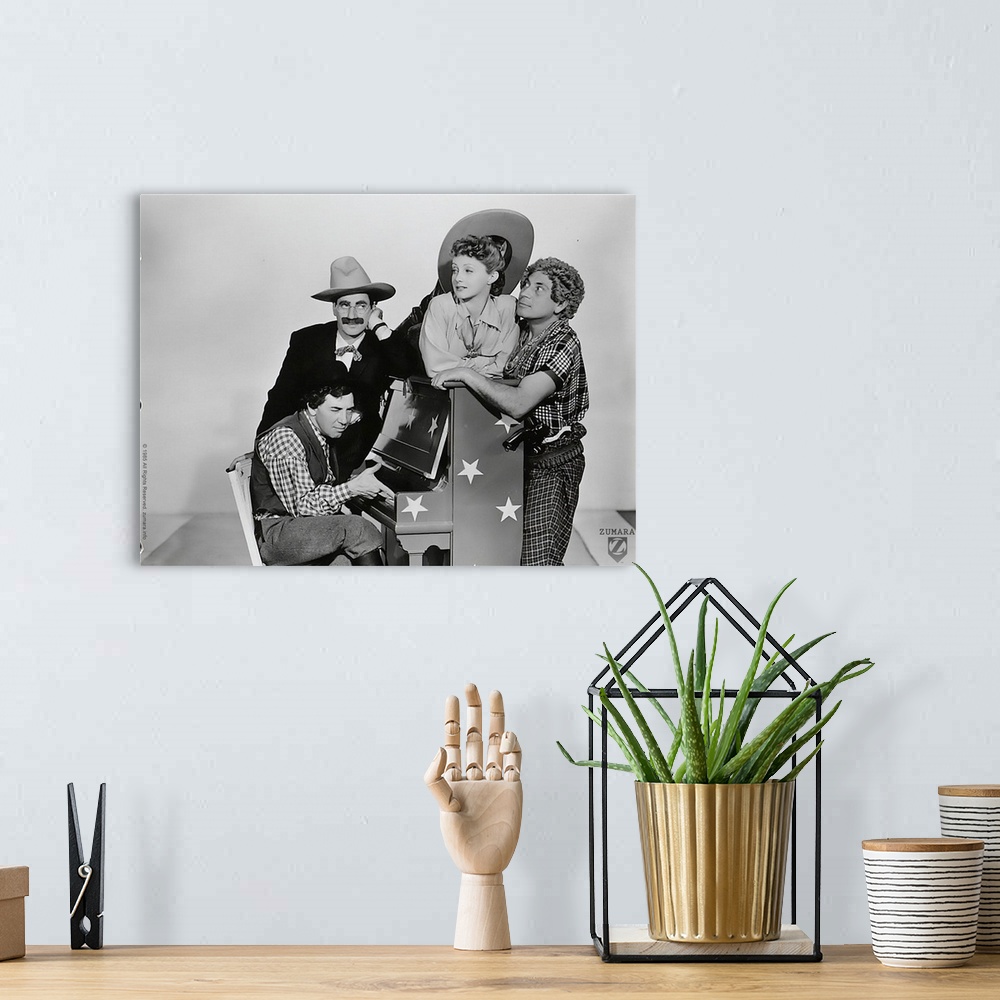 A bohemian room featuring Marx Brothers B&W Go West 5