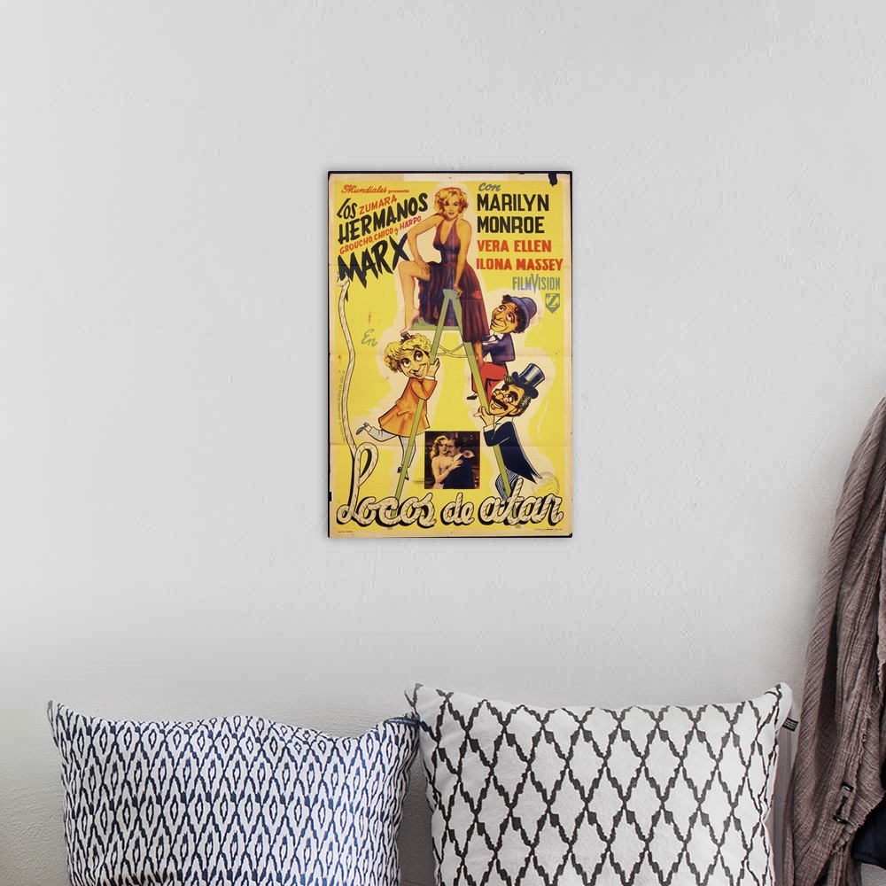A bohemian room featuring Marx Brothers Love Happy 1