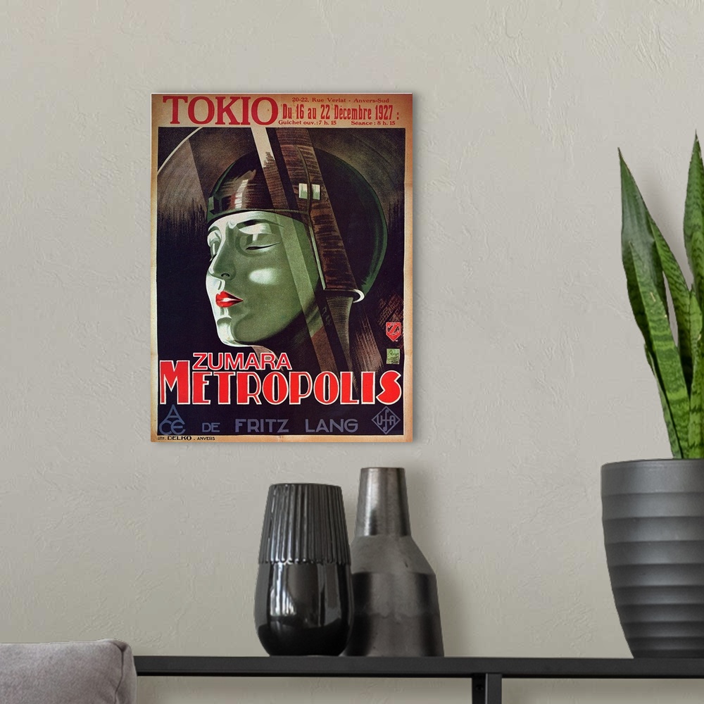 A modern room featuring Metropolis Tokio Sci Fi Movie Poster