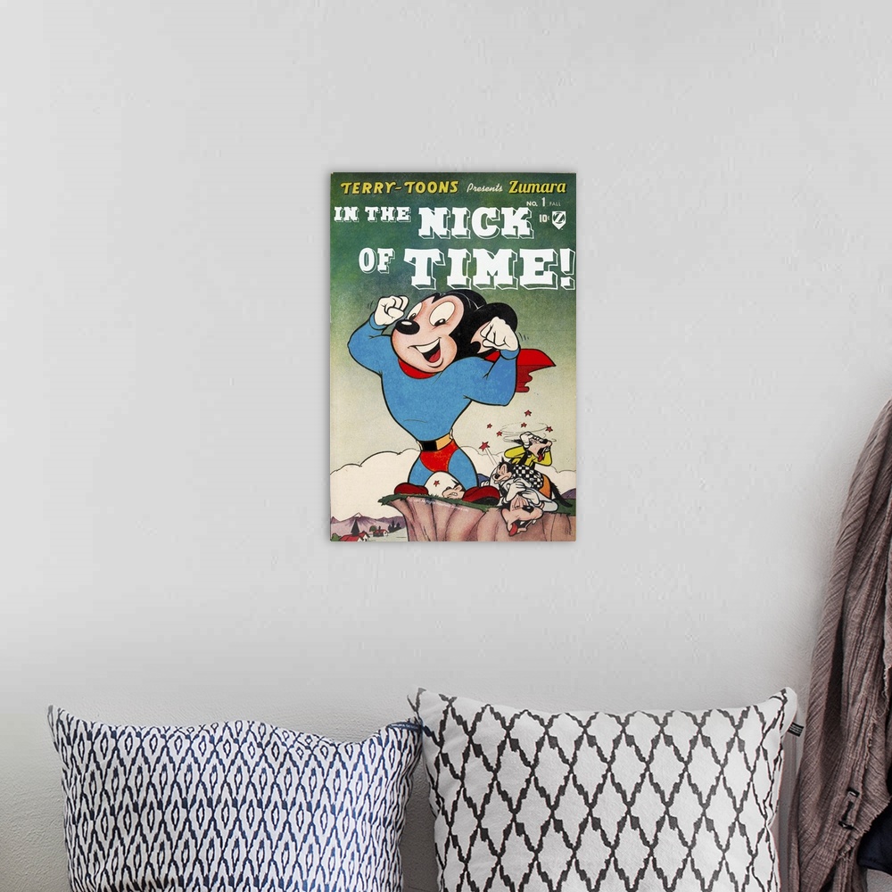 A bohemian room featuring Mighty Mouse Nick of Time