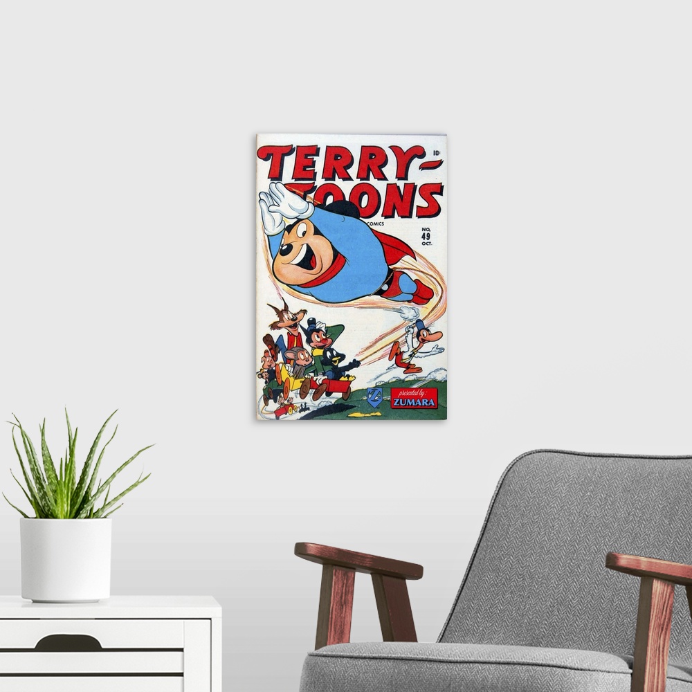 A modern room featuring Mighty Mouse Terry Toons 49