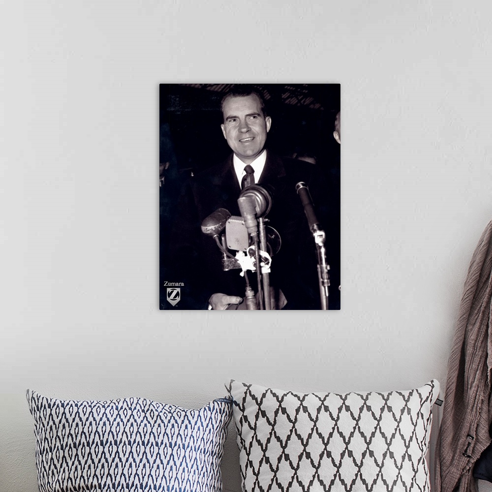 A bohemian room featuring Richard Nixon B&W Microphones