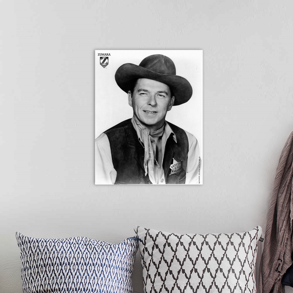 A bohemian room featuring Ronald Reagan as a Cowboy