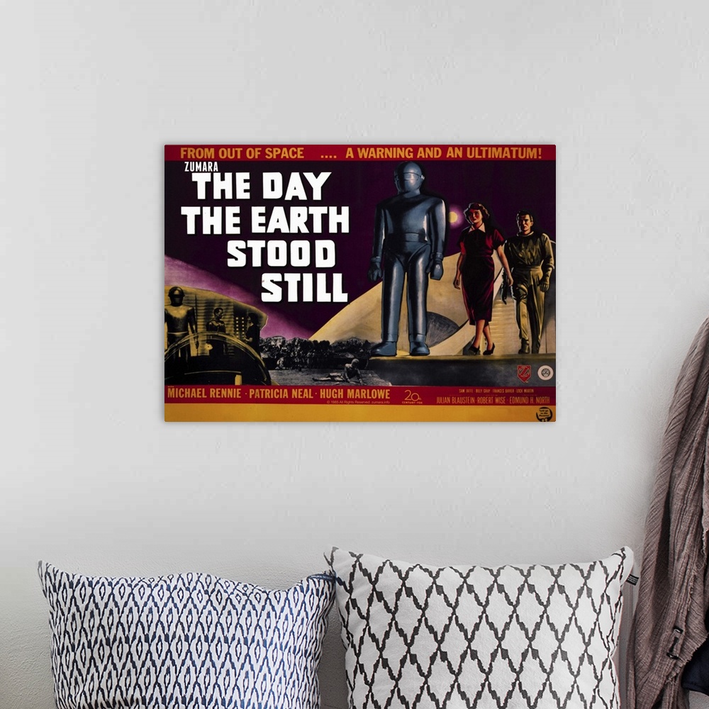 A bohemian room featuring The Day The Earth Stood Still 2 Sci Fi Movie Poster