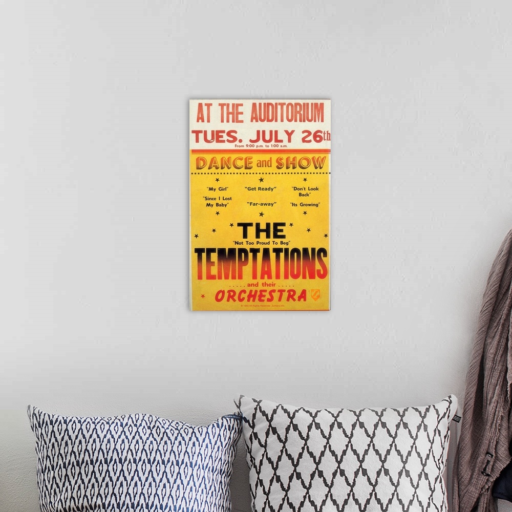A bohemian room featuring The Temptations