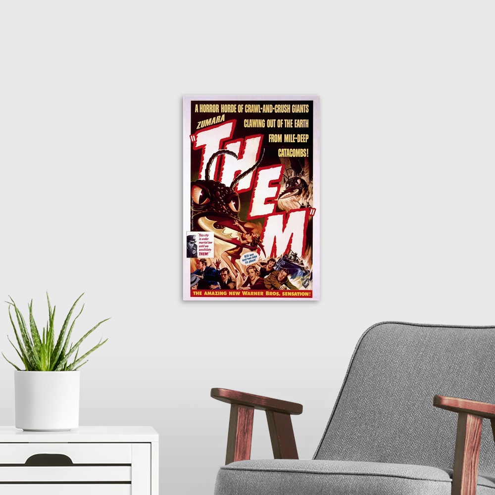 A modern room featuring Them Sci Fi Movie Poster