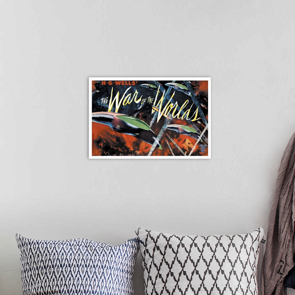 A bohemian room featuring War of The Worlds 1 Sci Fi Movie Poster