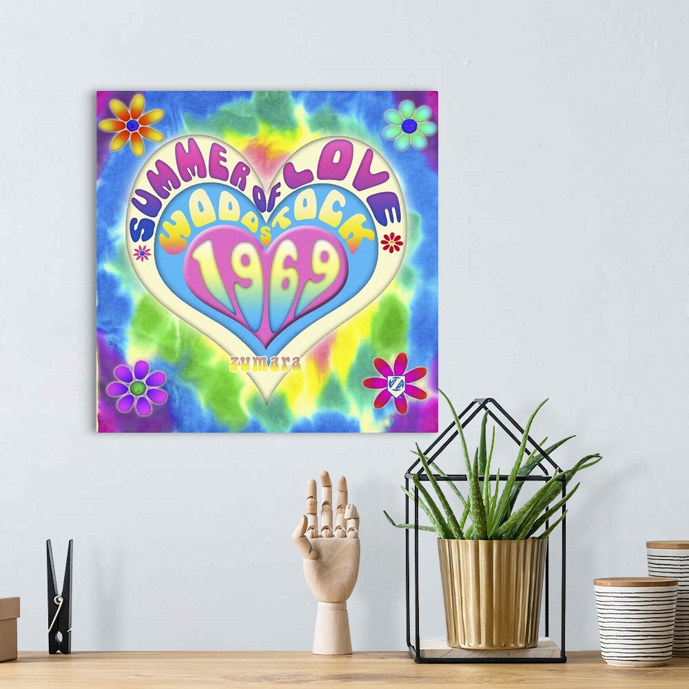 A bohemian room featuring Woodstock Summer of Love Hearts