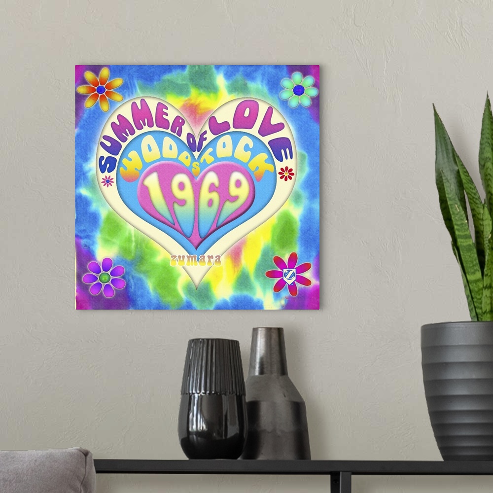 A modern room featuring Woodstock Summer of Love Hearts