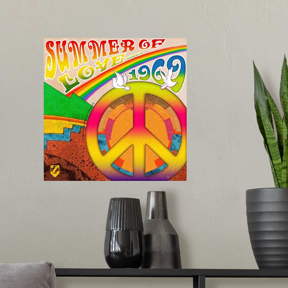 A modern room featuring Woodstock Summer of Love Rainbow