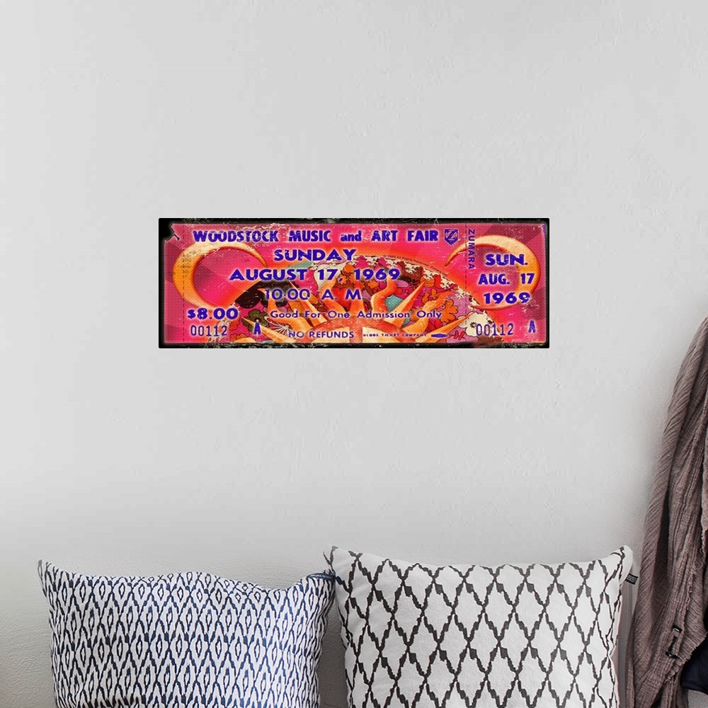 A bohemian room featuring Woodstock Sun Peace Ticket