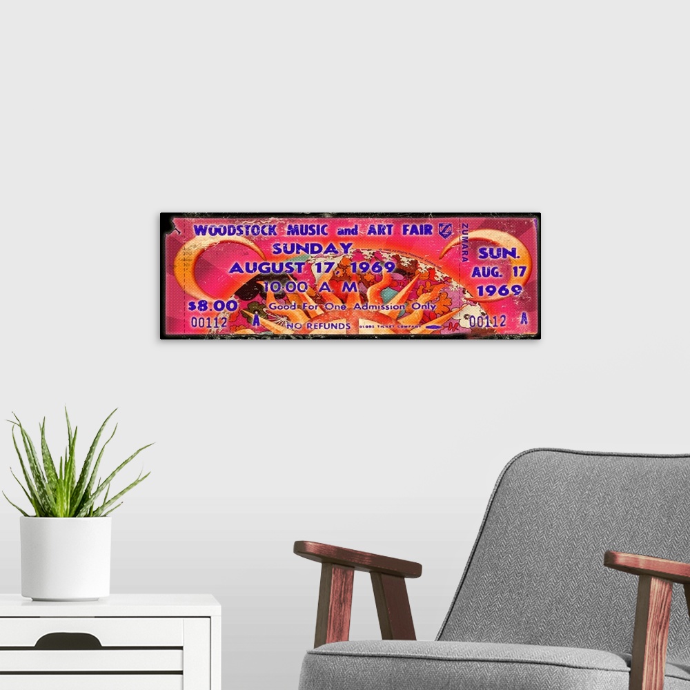 A modern room featuring Woodstock Sun Peace Ticket