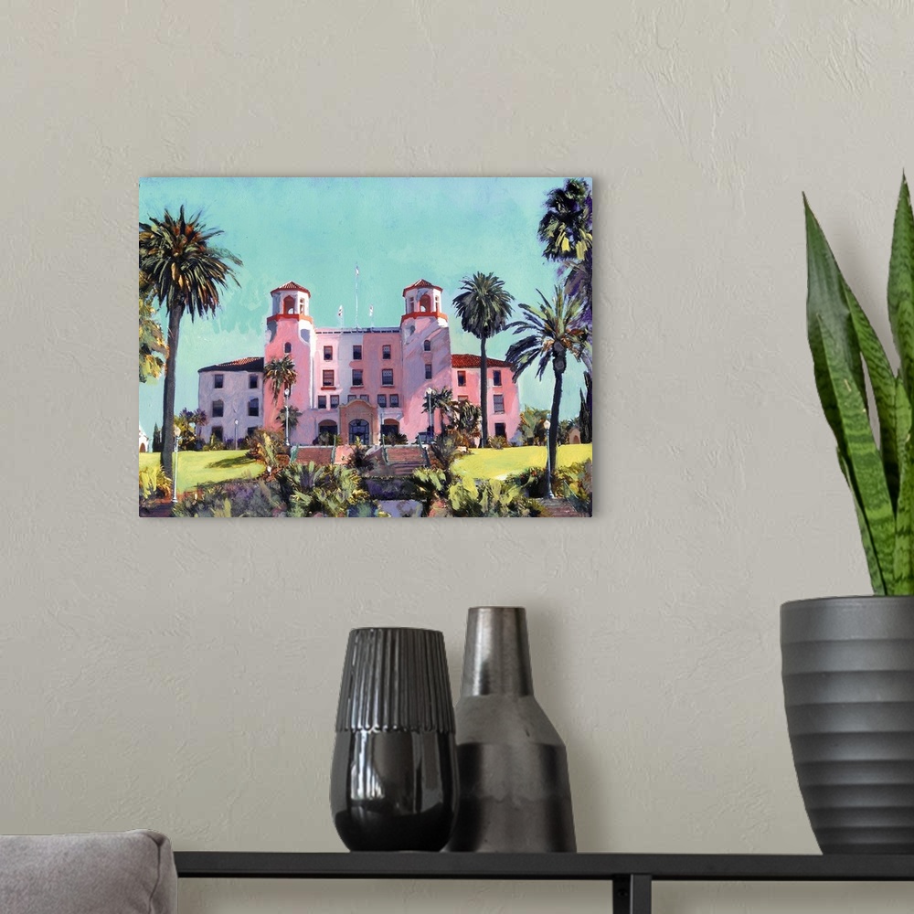 A modern room featuring Painting of the Administration Building in Balboa Park, San Diego. Originally part of The Naval H...