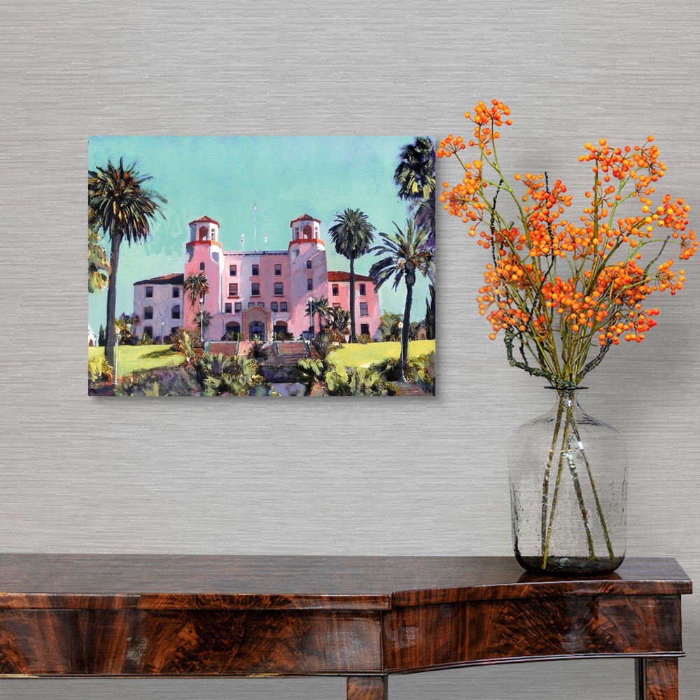 A traditional room featuring Painting of the Administration Building in Balboa Park, San Diego. Originally part of The Naval H...