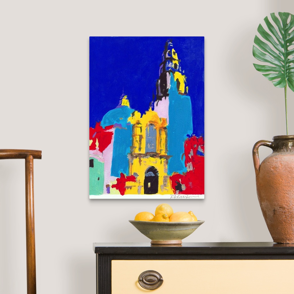 A traditional room featuring The California Building, Balboa Park San Diego, Mod Block color pop art by RD Riccoboni
