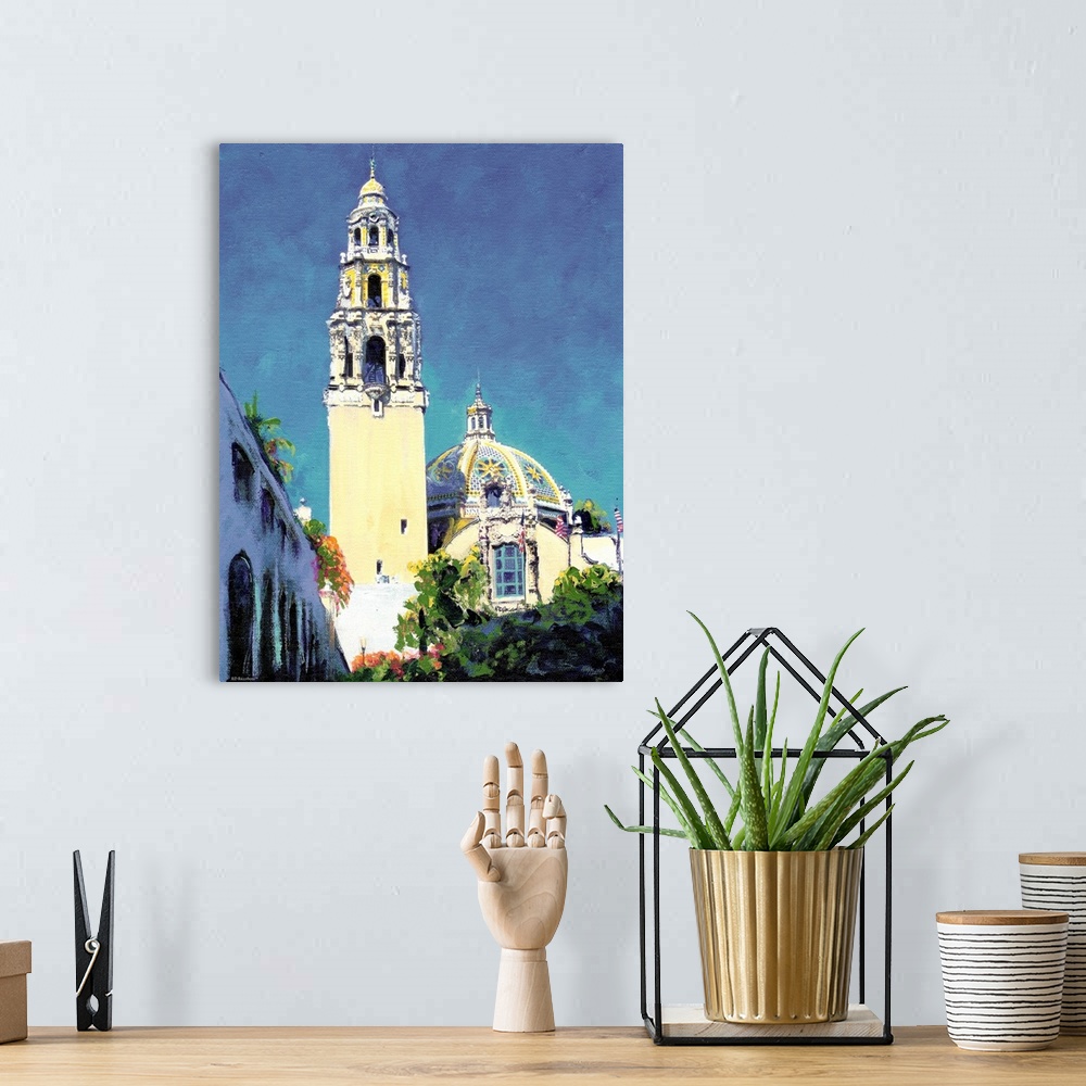 A bohemian room featuring The California building and California Tower in Balboa Park, San Diego by RD Riccoboni.